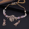 Sukkhi Pink Gold Plated Kundan & CZ & Pearl Choker Necklace Set For Women