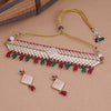 Sukkhi Maroon & Green Gold Plated Kundan & Pearl Choker Necklace Set For Women