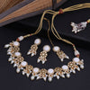 Sukkhi Golden Gold Plated Kundan & CZ & Pearl Choker Necklace Set For Women