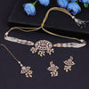 Sukkhi Golden Gold Plated Kundan & CZ & Pearl Choker Necklace Set For Women