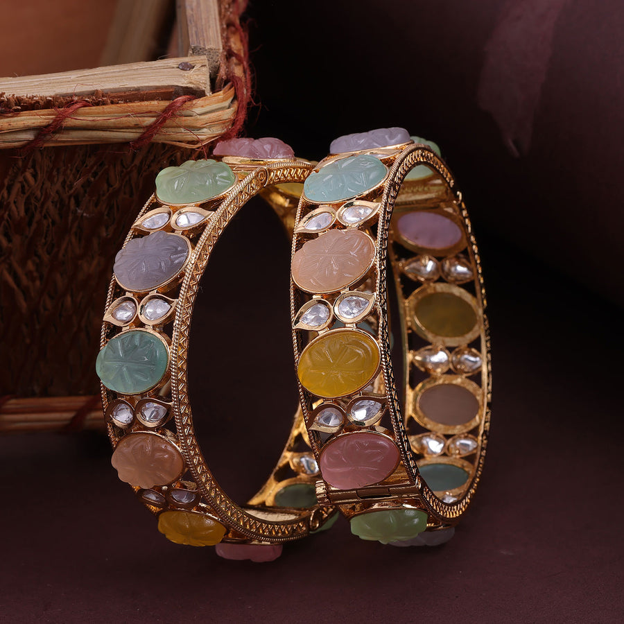 Sukkhi Multi Gold Plated Kundan Bangle For Women