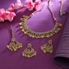 Sukkhi Yellow Gold Plated Reverse Ad & Pearl Choker Necklace Set For Women