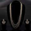 Sukkhi Yellow Gold Plated Reverse Ad & Pearl Long String Necklace Set For Women