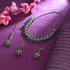 Sukkhi Green Gold Plated Reverse Ad & Pearl Choker Necklace Set For Women