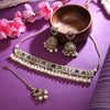 Sukkhi Multi Gold Plated Reverse Ad & Pearl Choker Necklace Set For Women