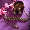 Sukkhi Purple Gold Plated Reverse Ad & Pearl Choker Necklace Set For Women