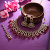 Sukkhi Red Gold Plated Reverse Ad & Pearl Choker Necklace Set For Women