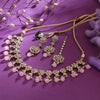 Sukkhi Pink Gold Plated Reverse Ad & Pearl Choker Necklace Set For Women