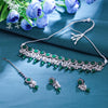 Sukkhi Green Black Rhodium Plated Reverse Ad & Pearl Choker Necklace Set For Women