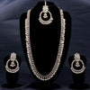 Sukkhi Yellow Gold Plated Reverse Ad & Pearl Long Necklace Set For Women