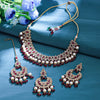 Sukkhi Maroon Gold Plated Reverse Ad & Pearl Choker Necklace Set For Women