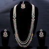 Sukkhi Multi Gold Plated Reverse Ad & Pearl Long Necklace Set For Women