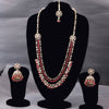 Sukkhi Red Gold Plated Reverse Ad & Pearl Long Necklace Set For Women