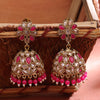 Sukkhi Pink Gold Plated Reverse Ad & Pearl Jhumka Earring For Women