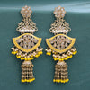 Sukkhi Yellow Gold Plated Reverse Ad & Pearl Drop Earring For Women