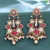 Sukkhi Pink Gold Plated Reverse Ad & Pearl Drop Earring For Women