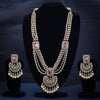 Sukkhi Golden Gold Plated Reverse AD & Pearl Long Necklace Set For Women