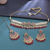 Sukkhi Maroon Gold Plated Reverse AD & Pearl Choker Necklace Set For Women