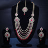 Sukkhi Ruby Gold Plated Reverse AD & Pearl Long Necklace Set For Women