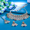 Sukkhi Multi Gold Plated Reverse AD & Pearl Choker Necklace Set For Women