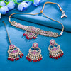 Sukkhi Ruby Gold Plated Reverse AD & Pearl Choker Necklace Set For Women