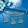 Sukkhi Green Gold Plated Reverse AD & Pearl Choker Necklace Set For Women