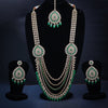 Sukkhi Green Gold Plated Reverse AD & Pearl Long Necklace Set For Women