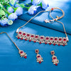 Sukkhi Maroon Gold Plated Reverse AD & Pearl Choker Necklace Set For Women