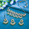 Sukkhi Green Gold Plated Reverse AD & Pearl Choker Necklace Set For Women