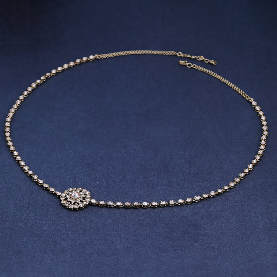 Sukkhi Golden Gold Plated Reverse AD & Pearl KamarBand For Women