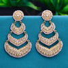 Sukkhi Golden Gold Plated Reverse AD & Pearl Dangle Earring For Women