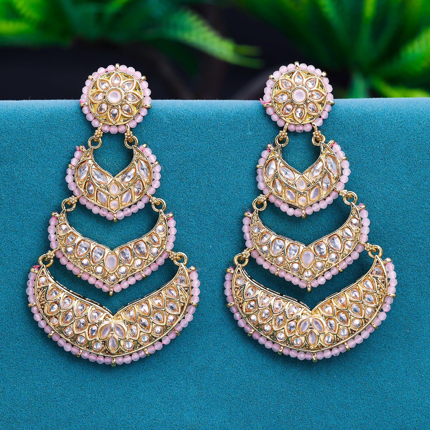 Sukkhi Golden Gold Plated Reverse AD & Pearl Dangle Earring For Women