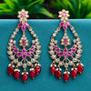 Sukkhi Maroon Gold Plated Reverse AD & Pearl Dangle Earring For Women