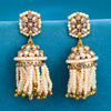 Sukkhi Golden Gold Plated Reverse AD & Pearl Jhumka Earring For Women