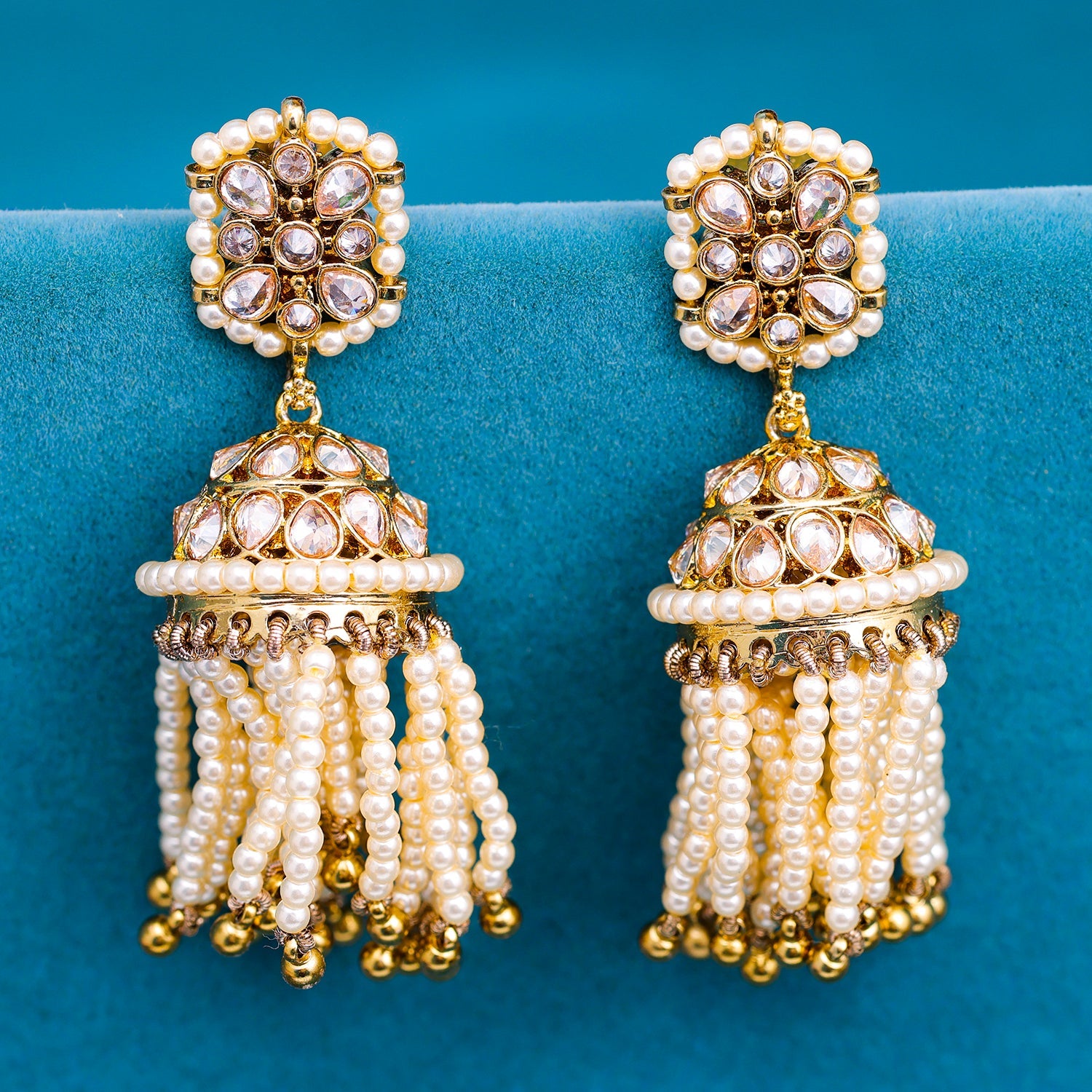 Cheap Accessories Indian Style Palace Earring with tassel Jhumka Earrings  Flower Bell Shape Pearl Beads  Joom