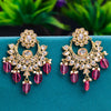Sukkhi Pink Gold Plated Reverse AD & Pearl Dangle Earring For Women