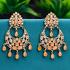 Sukkhi Peach Gold Plated Reverse AD & Pearl Dangle Earring For Women
