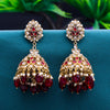 Sukkhi Maroon Gold Plated Reverse AD & Pearl Jhumka Earring For Women