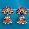 Sukkhi Maroon Gold Plated Reverse AD & Pearl Jhumka Earring For Women