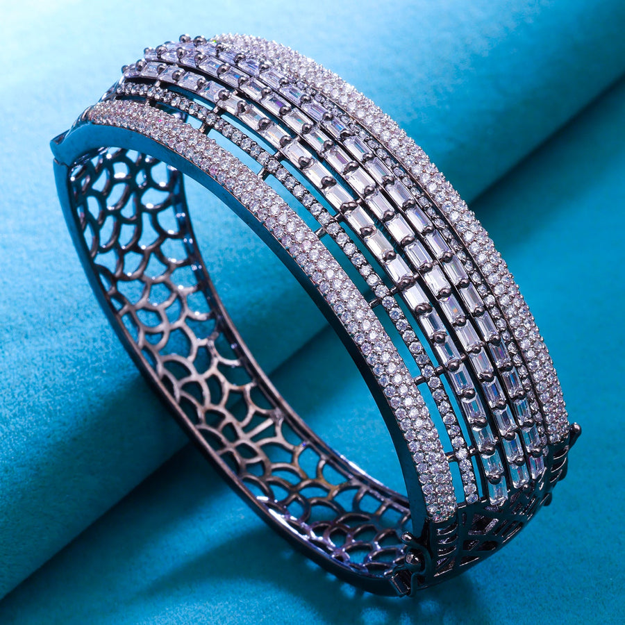 Sukkhi Silver Rhodium Plated CZ Kada For Women