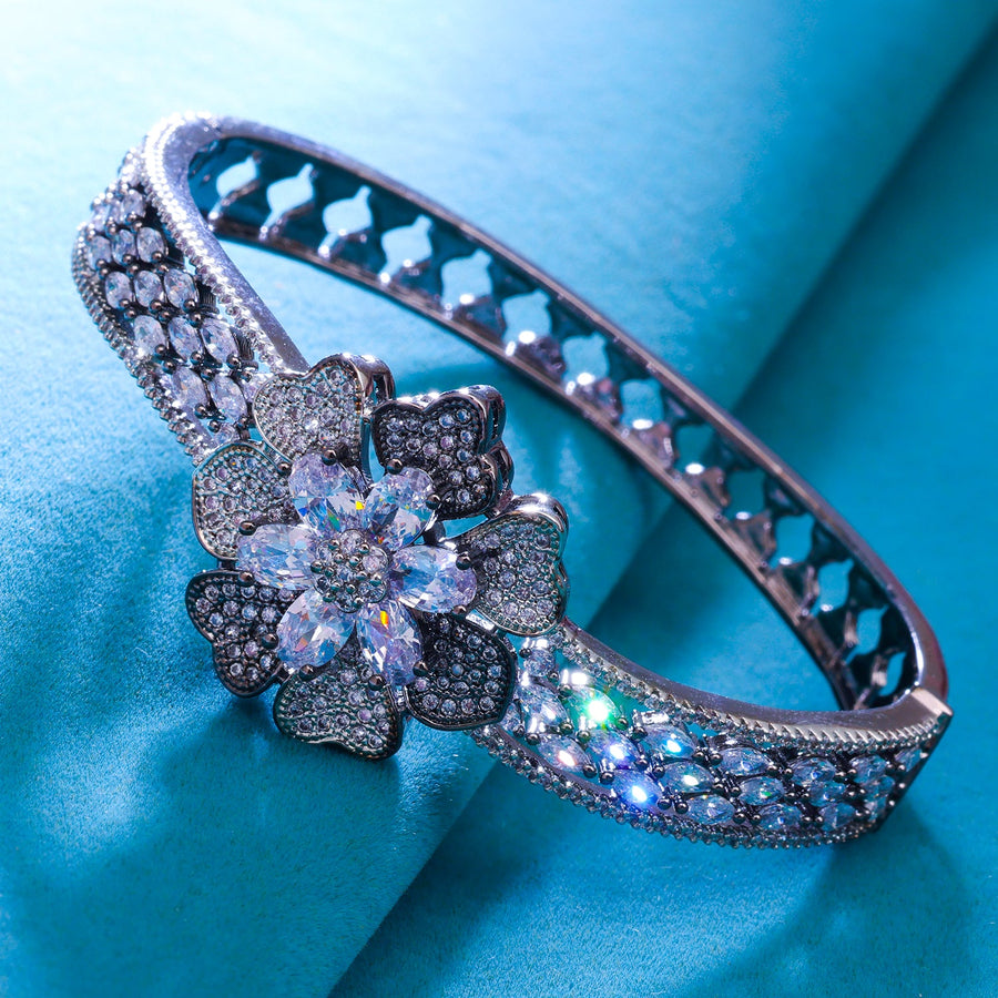 Sukkhi Silver Rhodium Plated CZ Kada For Women