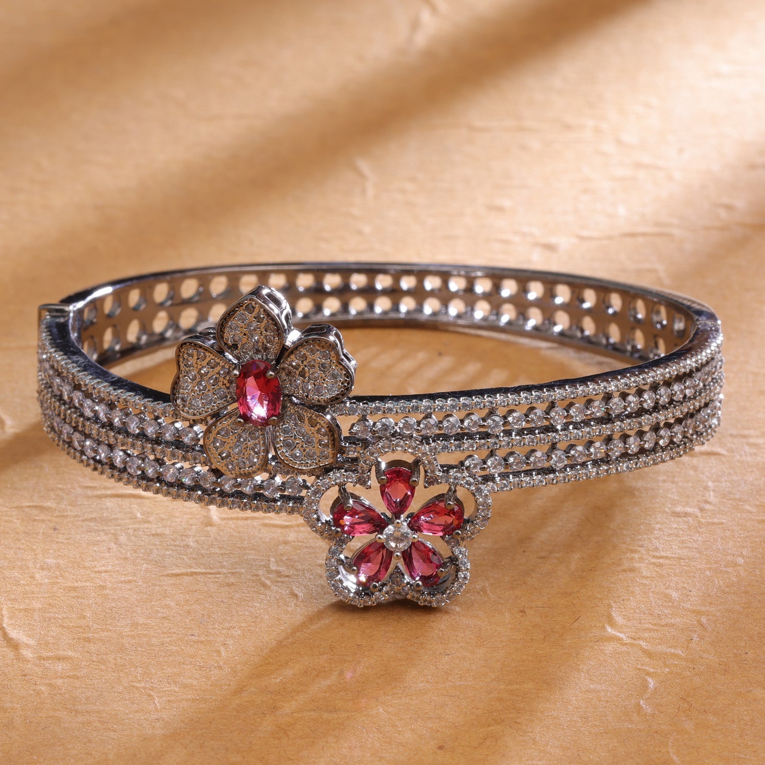 Sukkhi Silver Rhodium Plated CZ Kada For Women