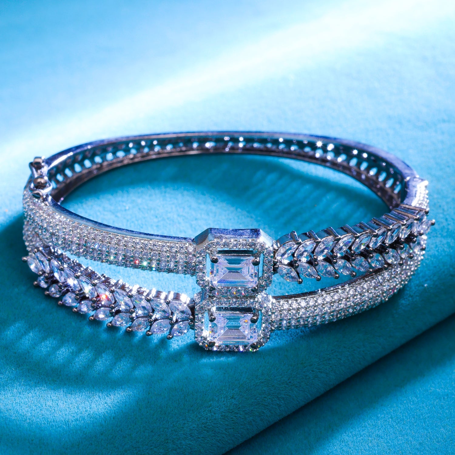 Sukkhi Silver Rhodium Plated CZ Kada For Women