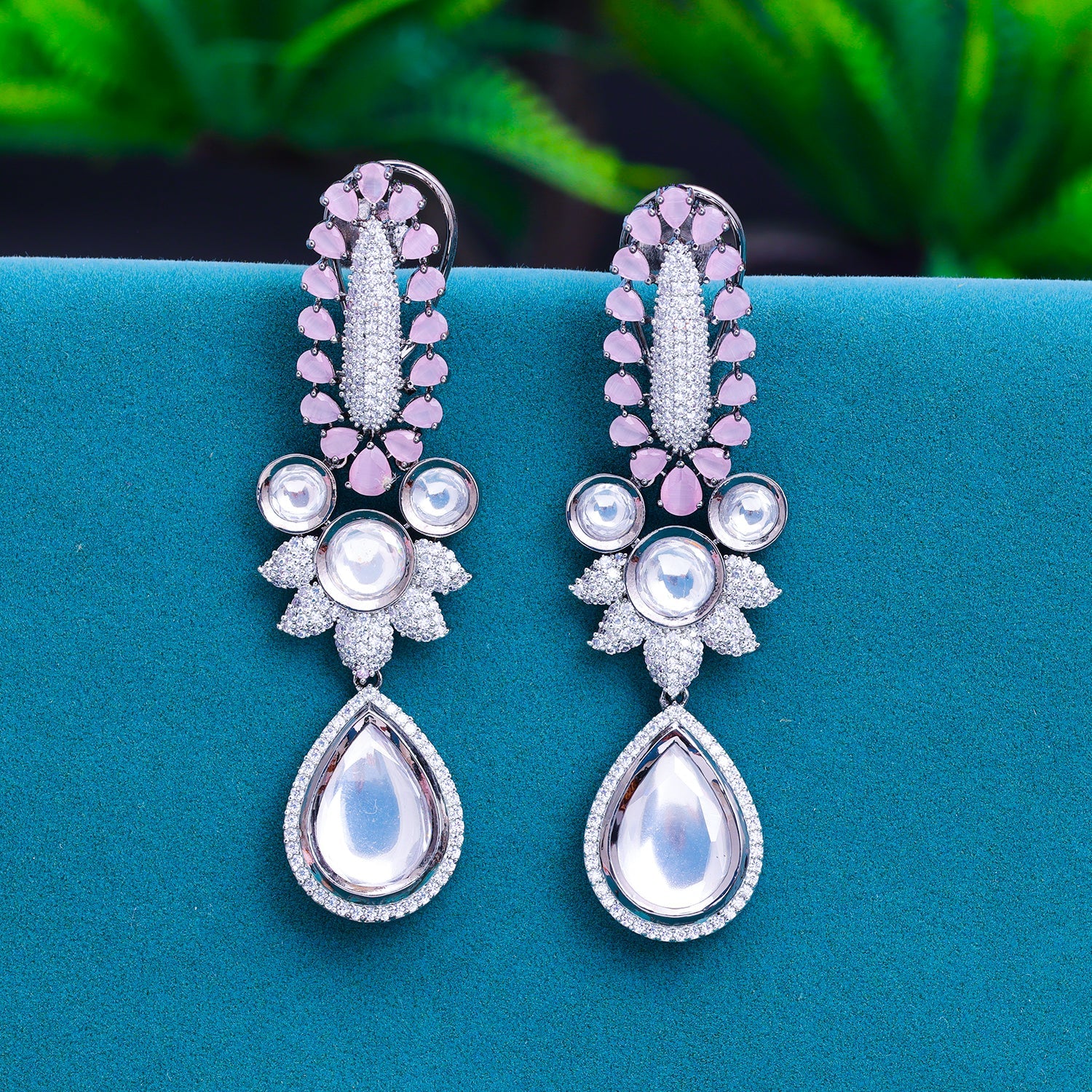 Sukkhi Silver Rhodium Plated CZ Drop Earring For Women