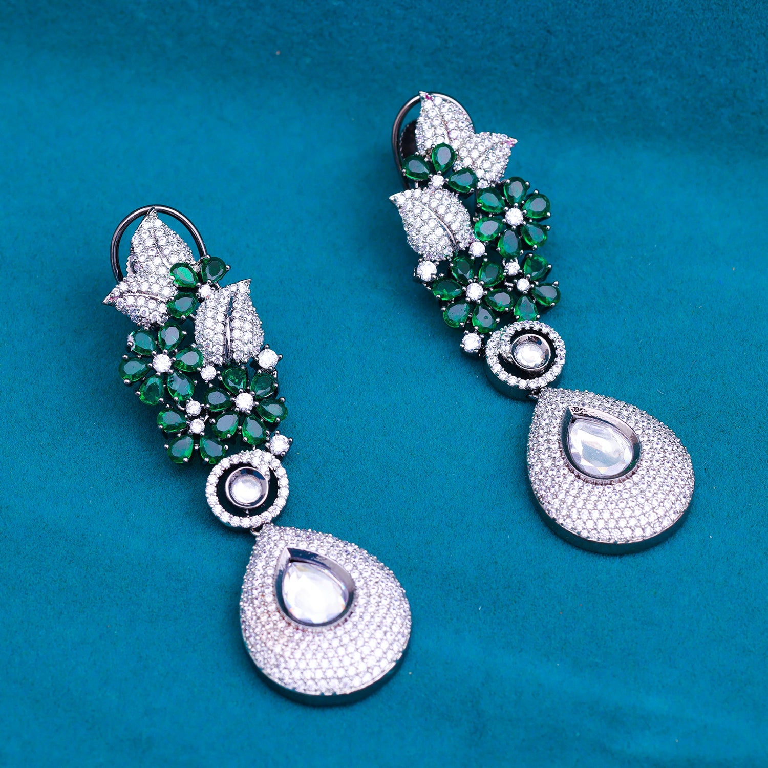 Sukkhi Silver Rhodium Plated CZ Drop Earring For Women