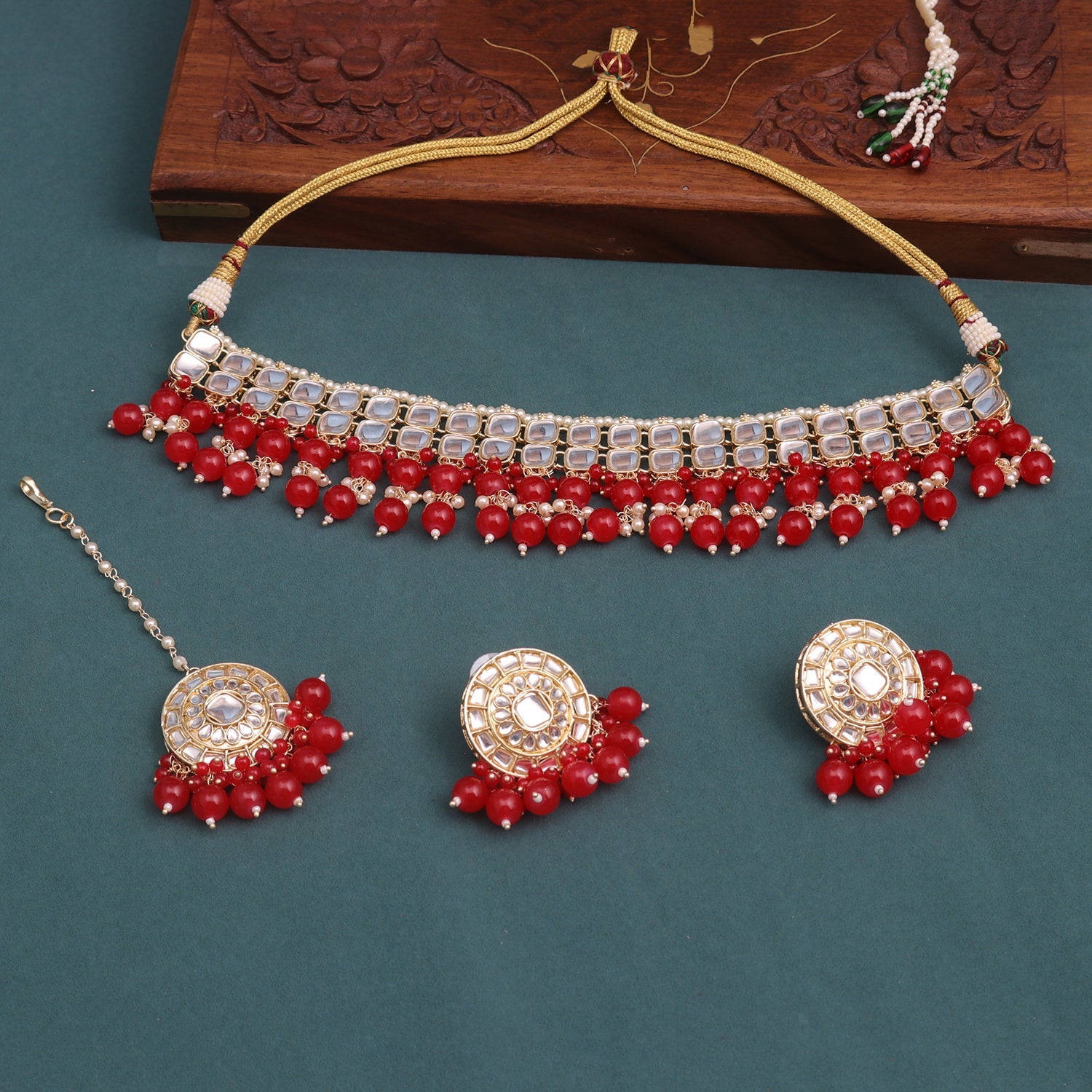 Sukkhi Ruby Gold Plated Kundan & Pearl Choker Necklace Set For Women -  Sukkhi.com