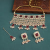 Sukkhi Maroon Gold Plated Kundan & Pearl Choker Necklace Set For Women
