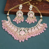 Sukkhi Pink Gold Plated Kundan & Pearl Choker Necklace Set For Women
