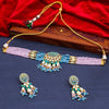 Sukkhi Multi Gold Plated Kundan & Pearl Choker Necklace Set For Women