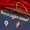 Sukkhi Green Gold Plated Kundan & Pearl & CZ Choker Necklace Set For Women